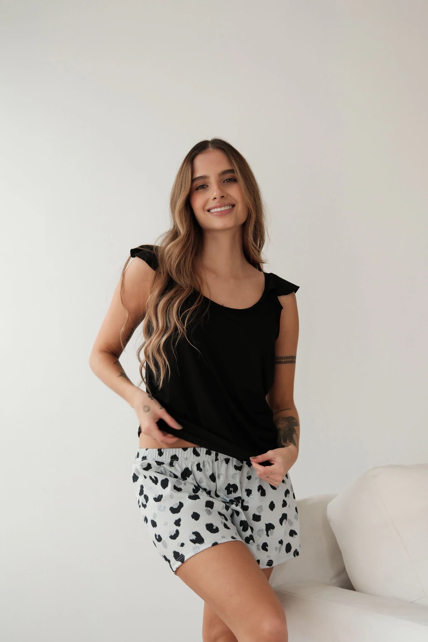 Pijama short Negro