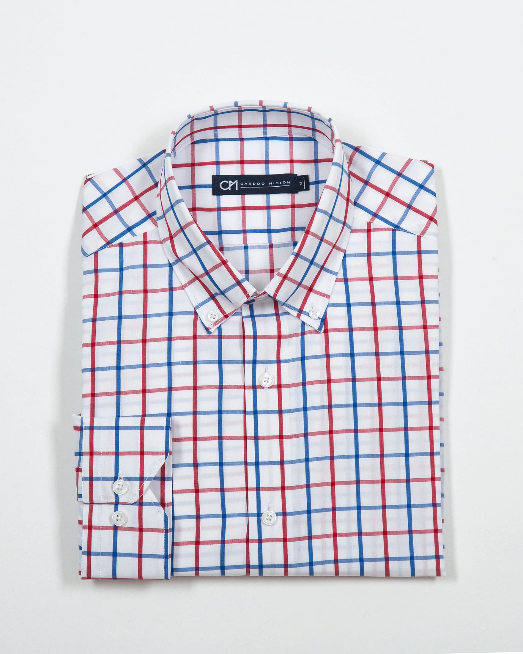 Camisa Cuadro Ventana Algodón Rojo Azul - imagen 5