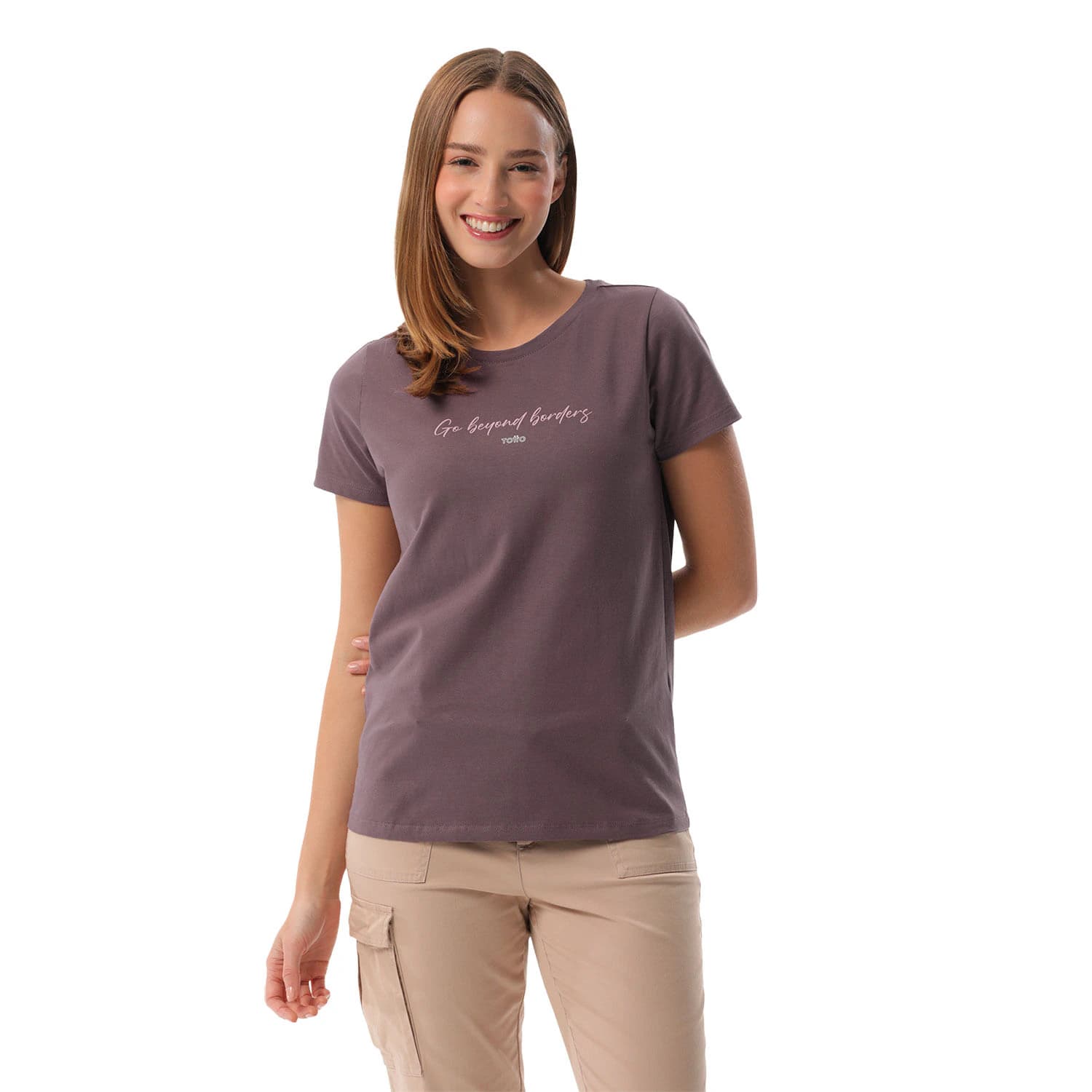 Camiseta Estampada para Mujer Prime Manga Corta Café