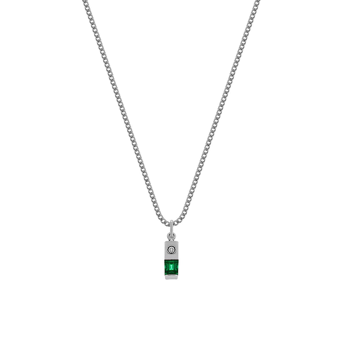 ZIP NECKLACE | CADENA DE PLATA 925 CON DIJE RECTANGULAR Y PIEDRA