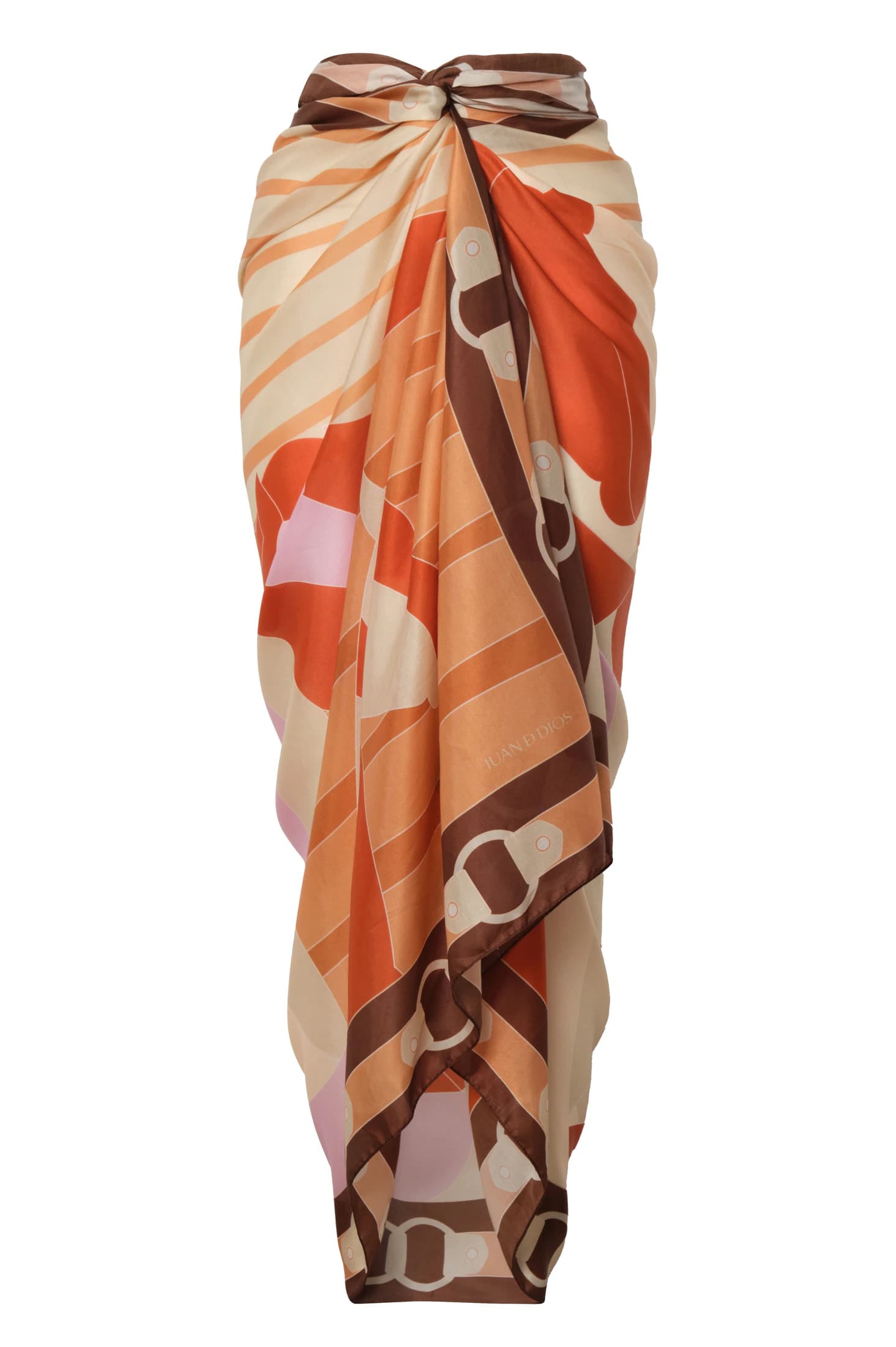 De La Falaise Cotton Silk Sarong / Orange Horses - imagen 2