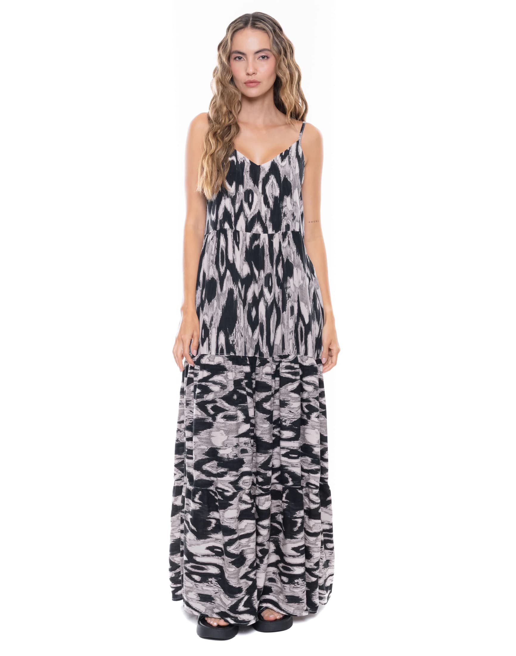 Vestido Largo Tiras Finas Estampado