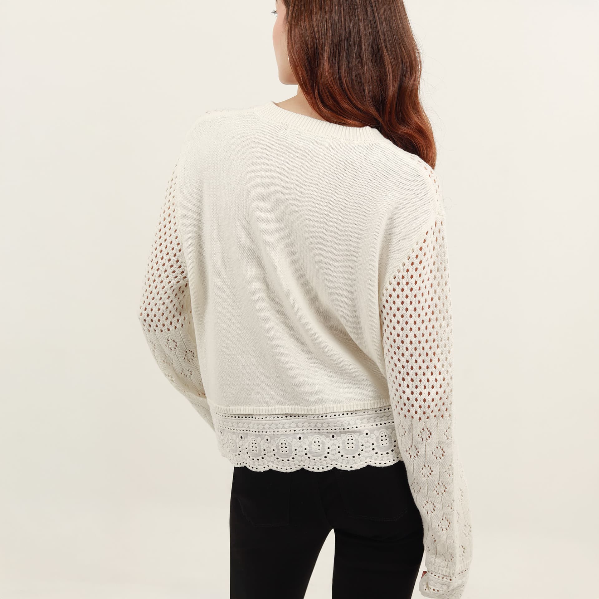Sweater con ojalillo manga larga - imagen 3