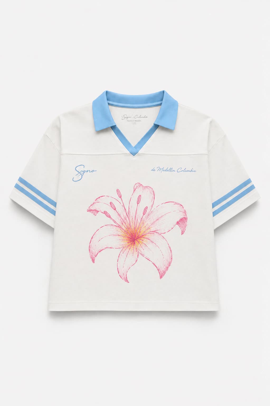 Camiseta Boxy Flor-Blanca
