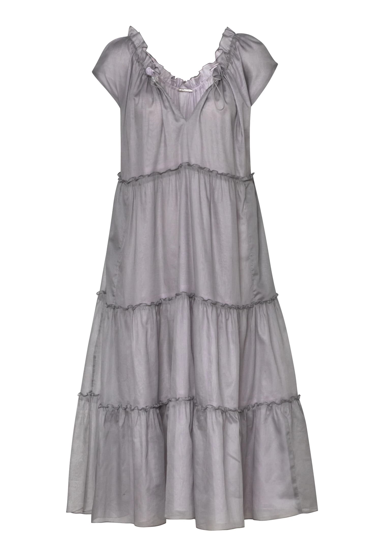 Sleeveless Ruffled Cotton Voile Midi Dress - imagen 2