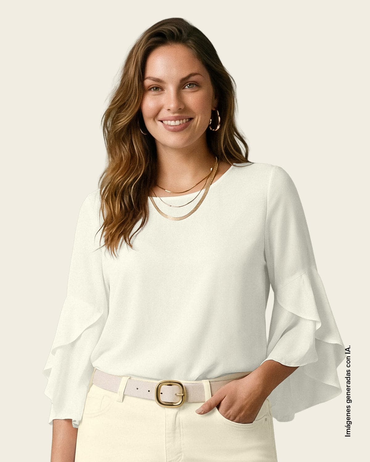Blusa manga corta con cuello redondo y bolero en mangas