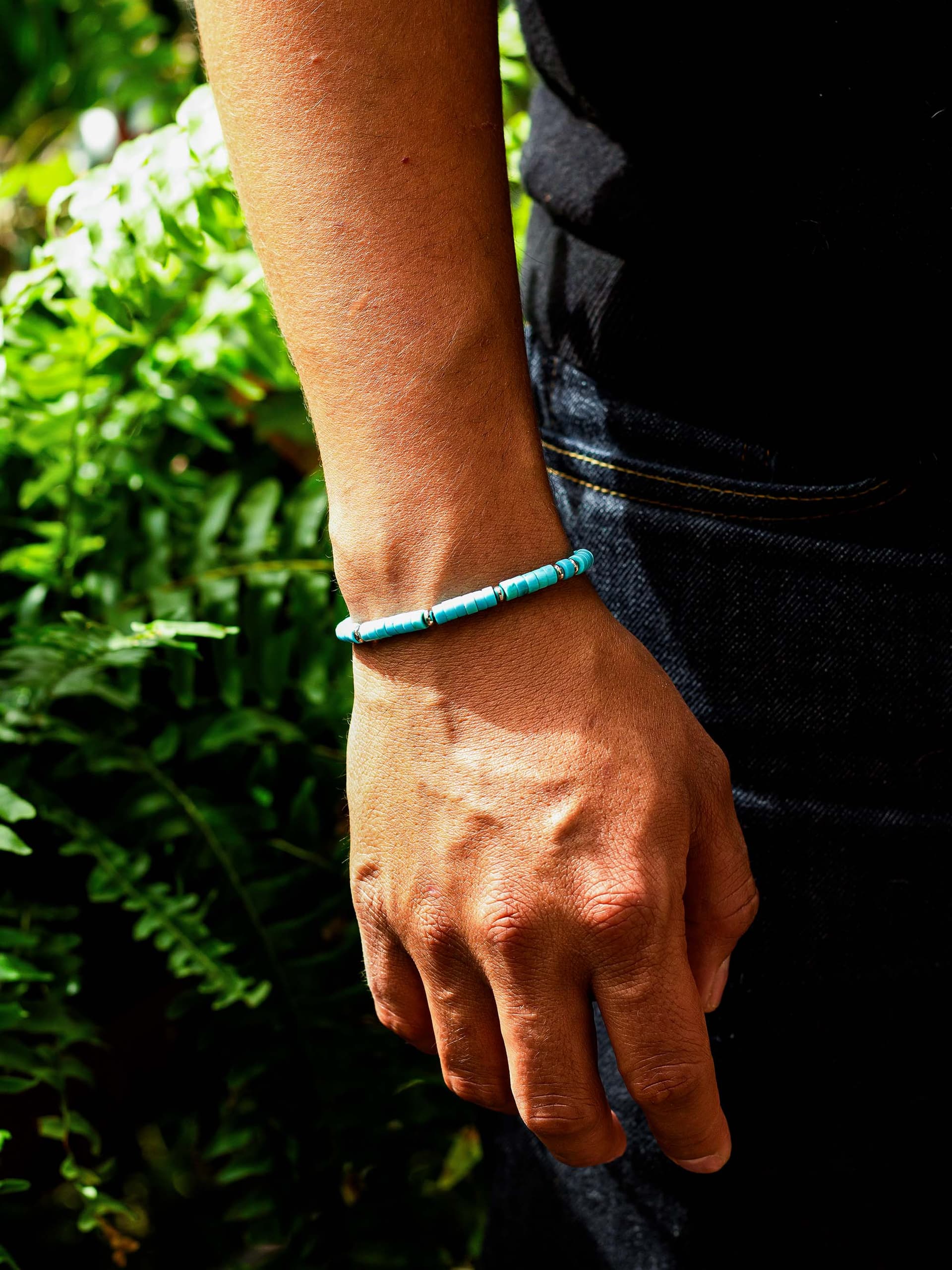 Brazalete Turquesa 4mm Heishi - imagen 4