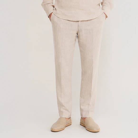 PANTALON CON PRETINA 100% LINO HOMBRE