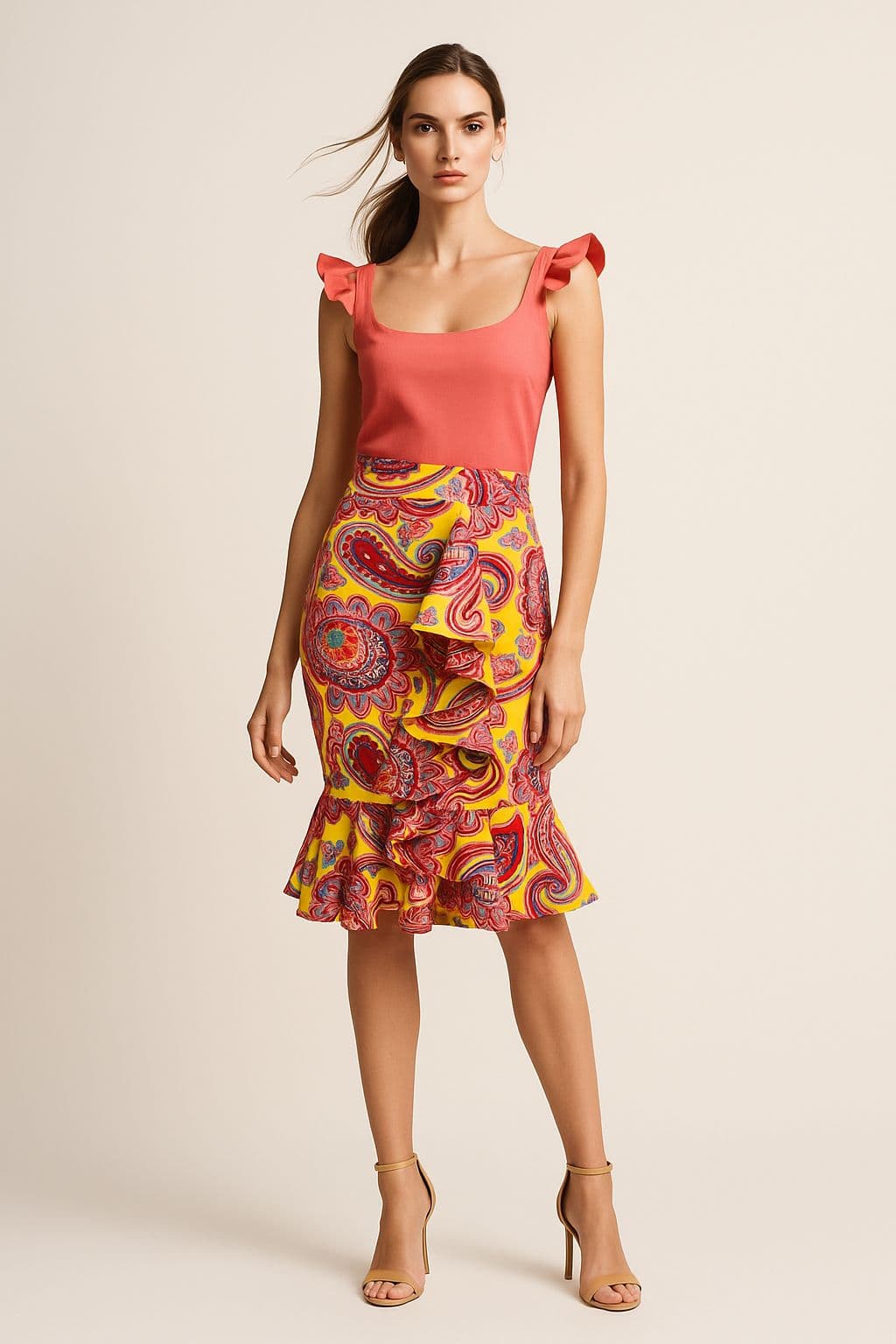 Falda Checa Flores Fucsia - imagen 2