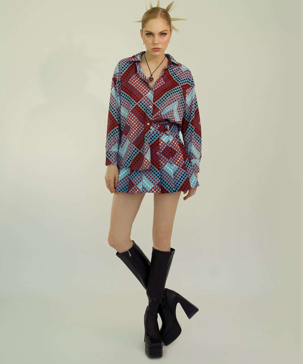Pleated Mini Skirt in Blueprint