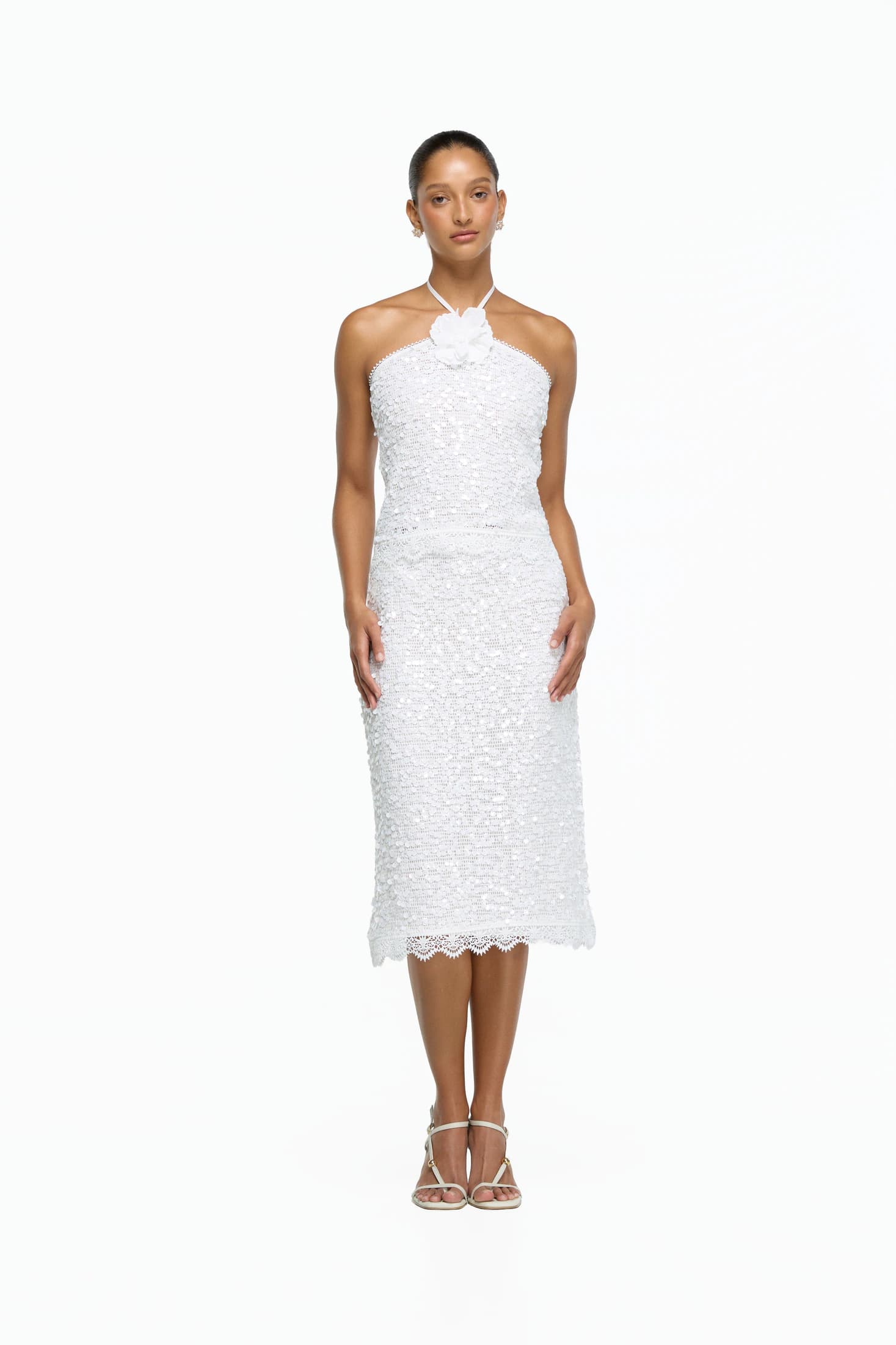 PEARLETTE MIDI SKIRT WHITE