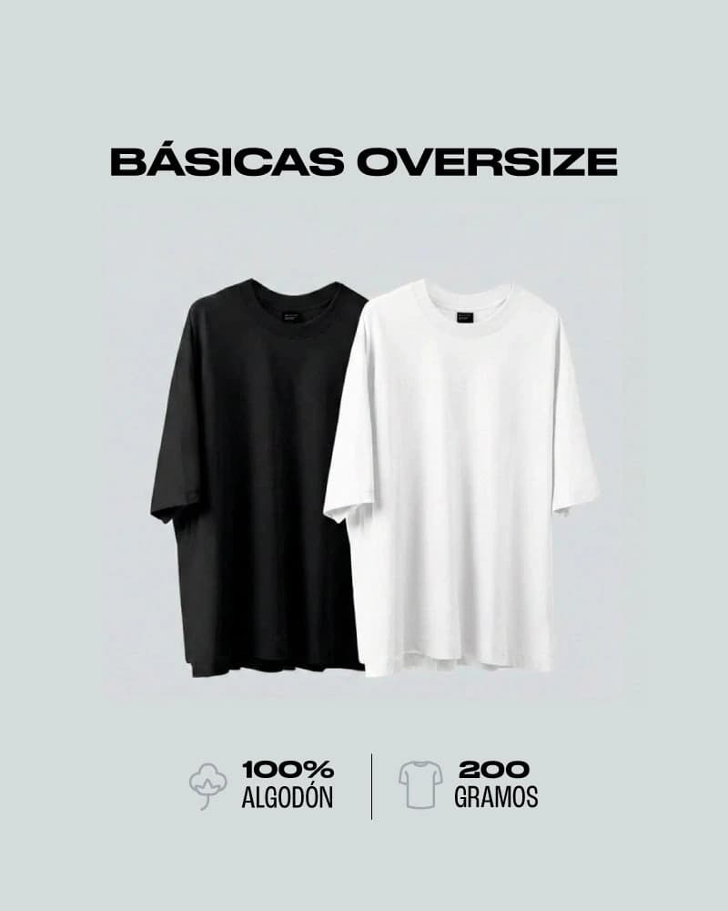 Pack x2 Camisetas Básicas Oversizes Black & White - imagen 1