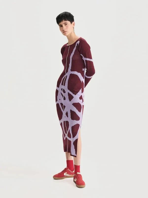 Vestido Largo Nudo Vinotinto - imagen 3