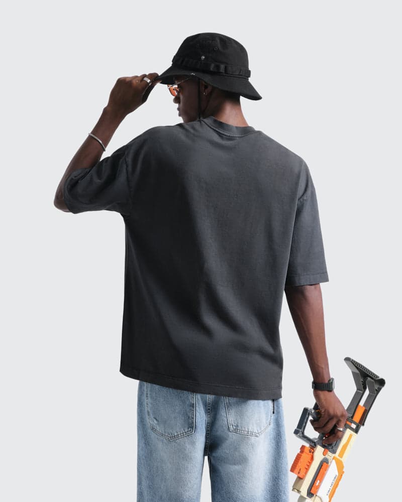 Camiseta Negra Oversize Time Travel - imagen 4