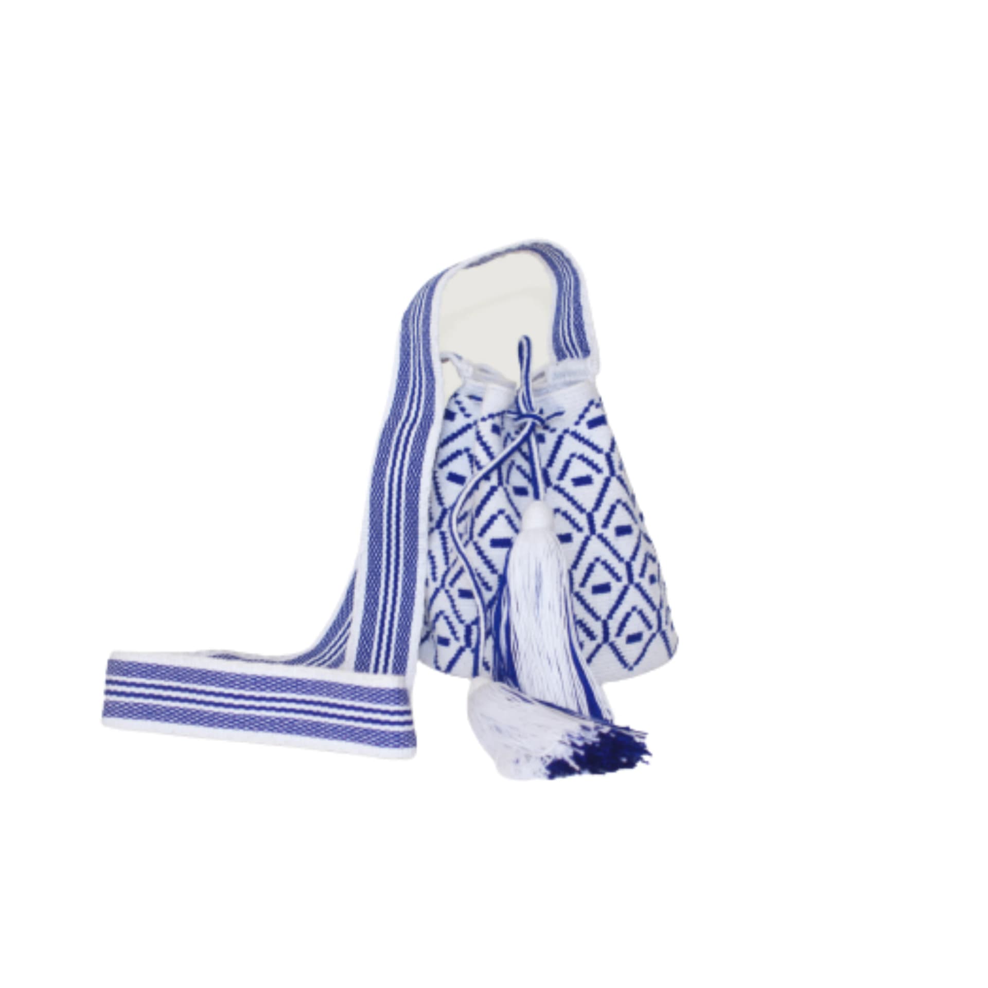 Bolso de Mano Wayuu Blanco- Azul - imagen 1