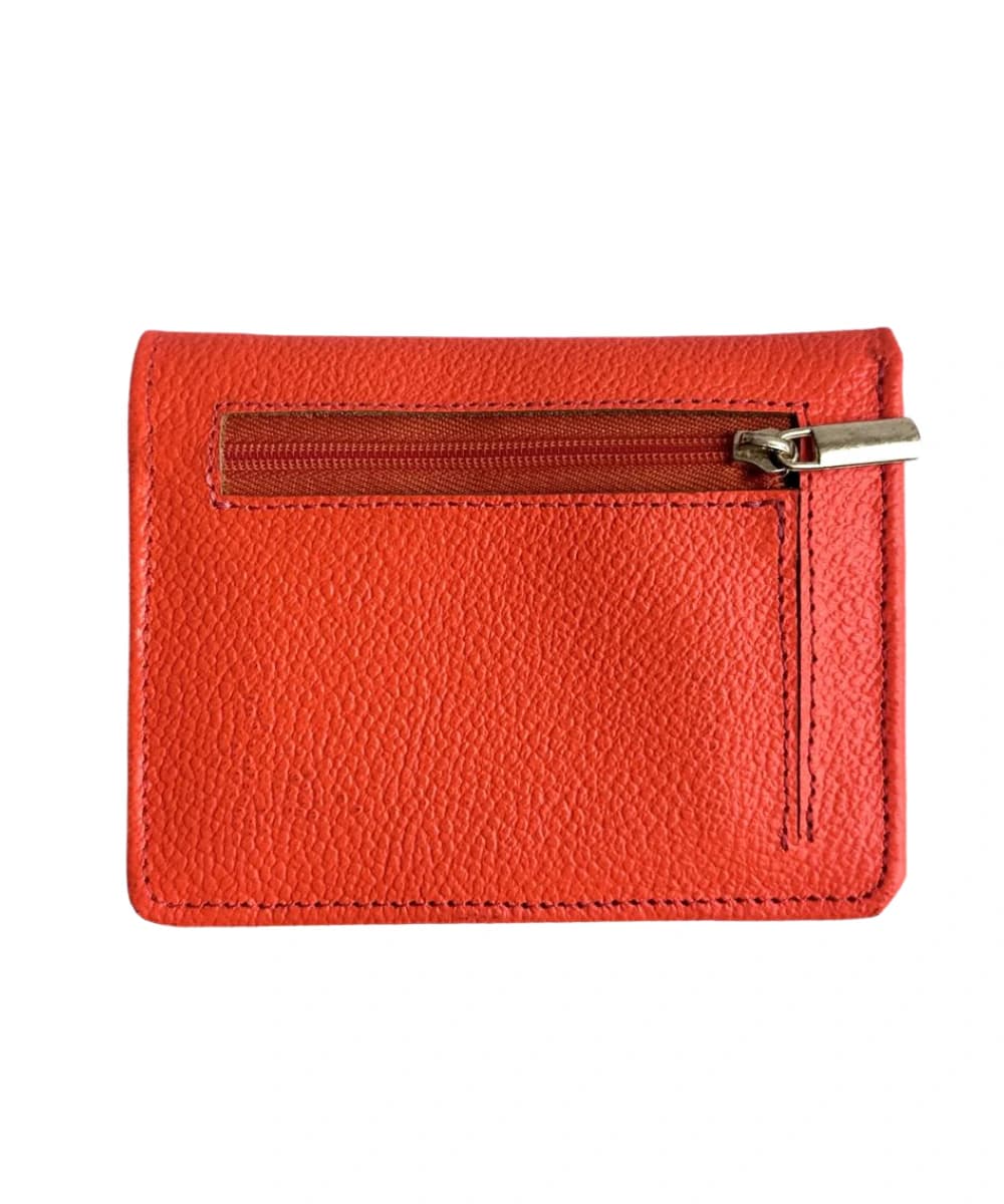 Billetera para mujer en cuero naranja neón - imagen 3