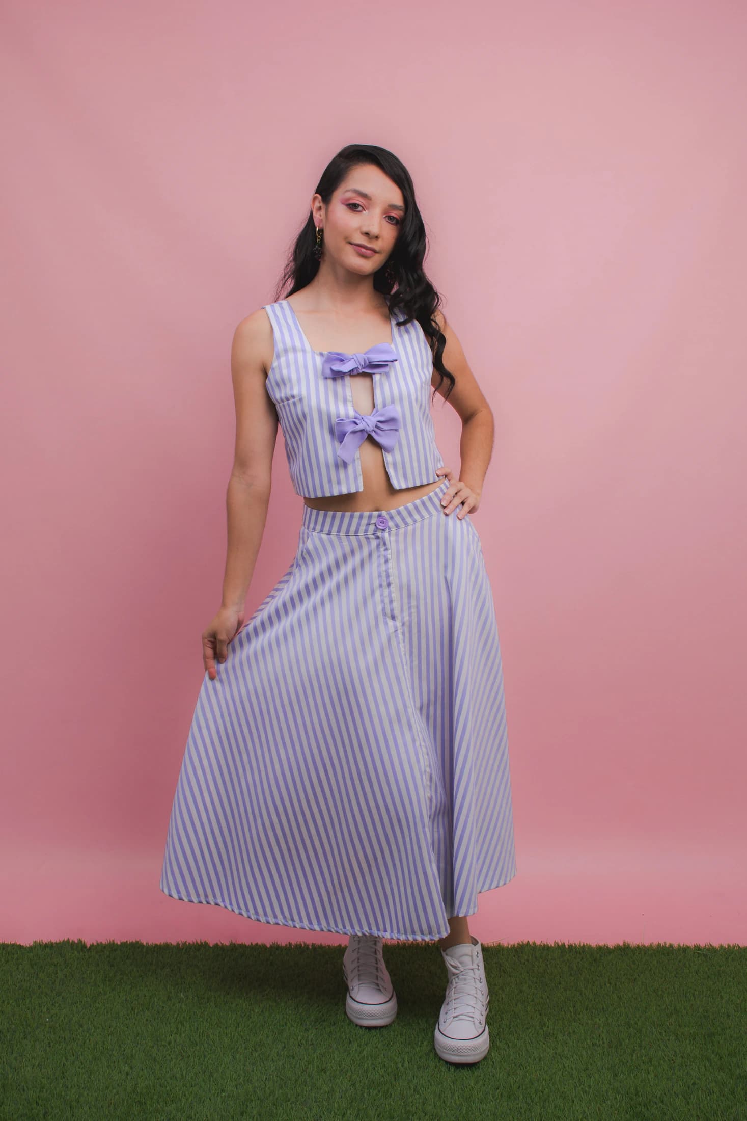 Falda Stripe Lila - imagen 3