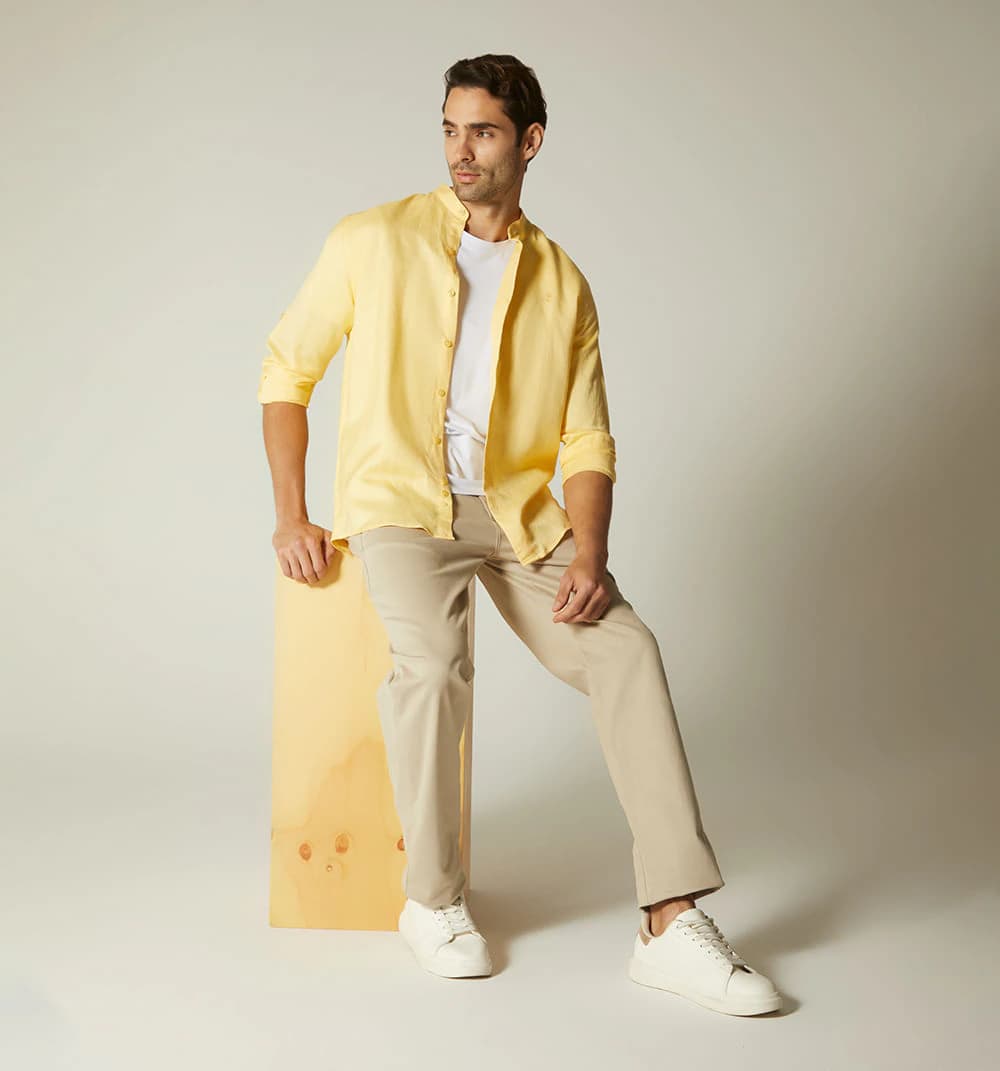 Camisa para hombre en lino cuello nerú m