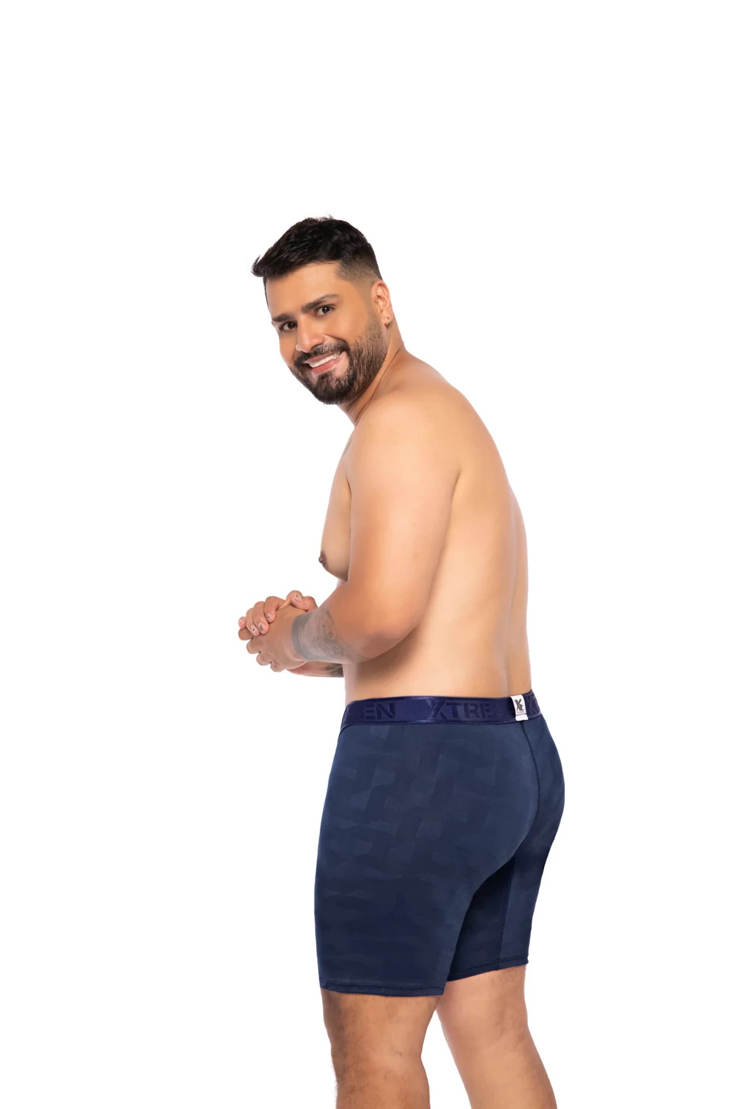 BOXER CLASICO EXTRAGRANDE MICROFIBRA JACQUARD BLOQUES AZUL OSC - imagen 4