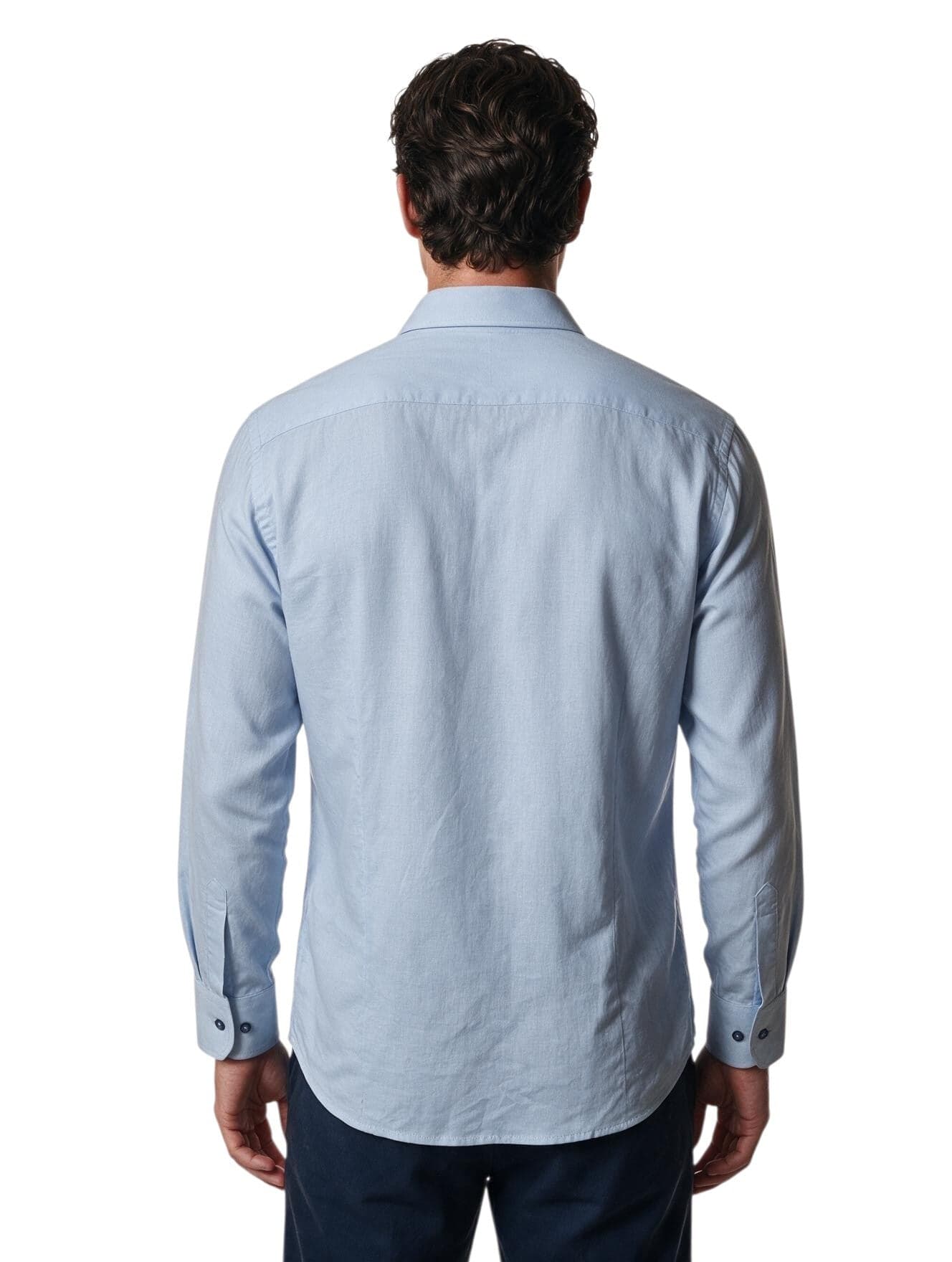 Guayabera azul manga larga con bordado - imagen 4