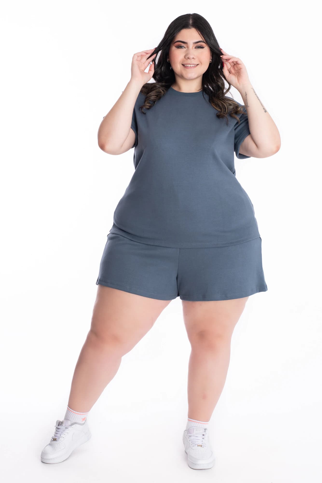 Camiseta Lorena Azul Tela Premium - imagen 2