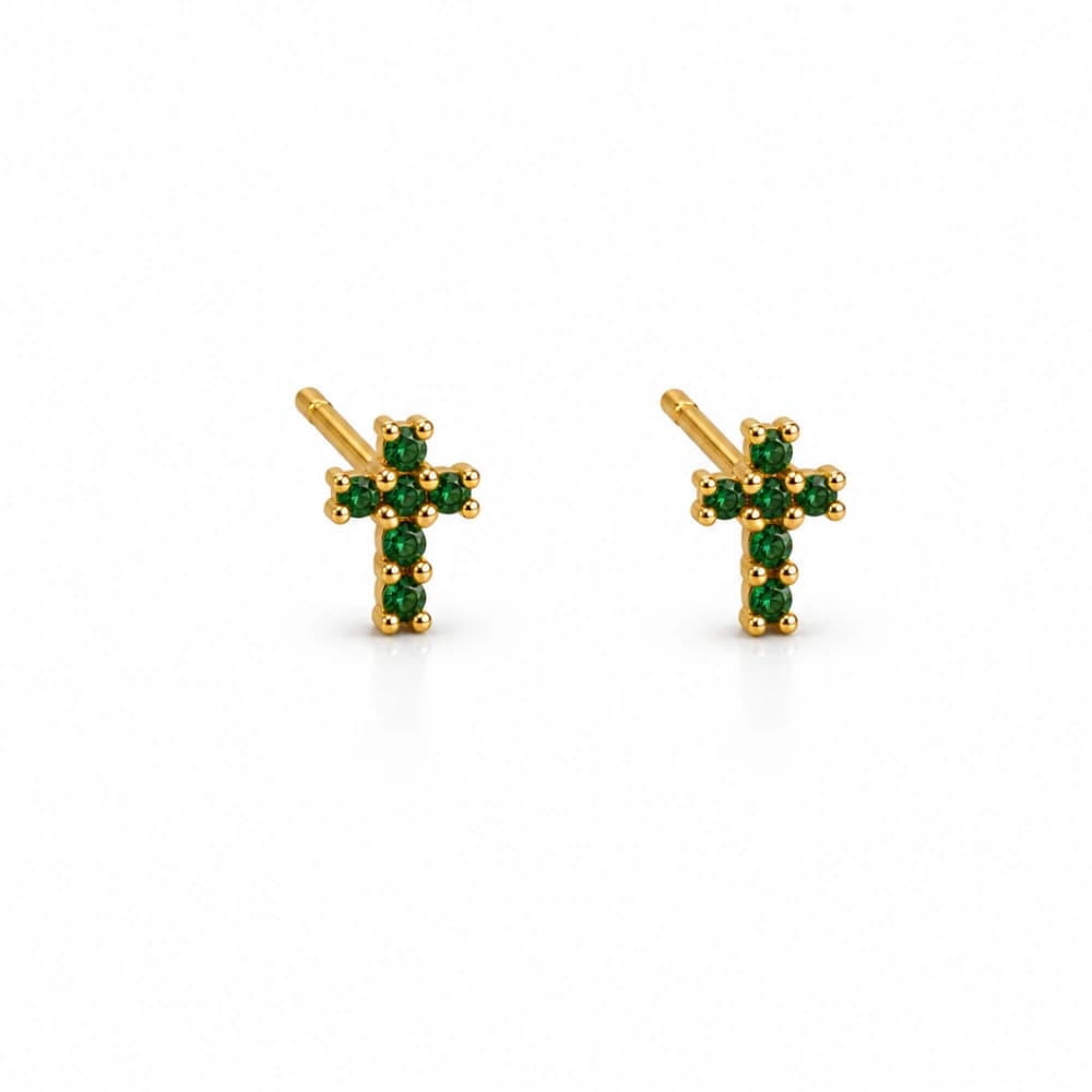 Aretes Cruz esmeralda - imagen 1