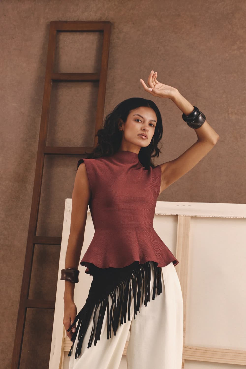 "LA MONA" TOP BURGUNDY - imagen 3
