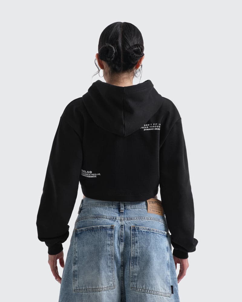 Crop Hoodie Negro Rebels - imagen 3