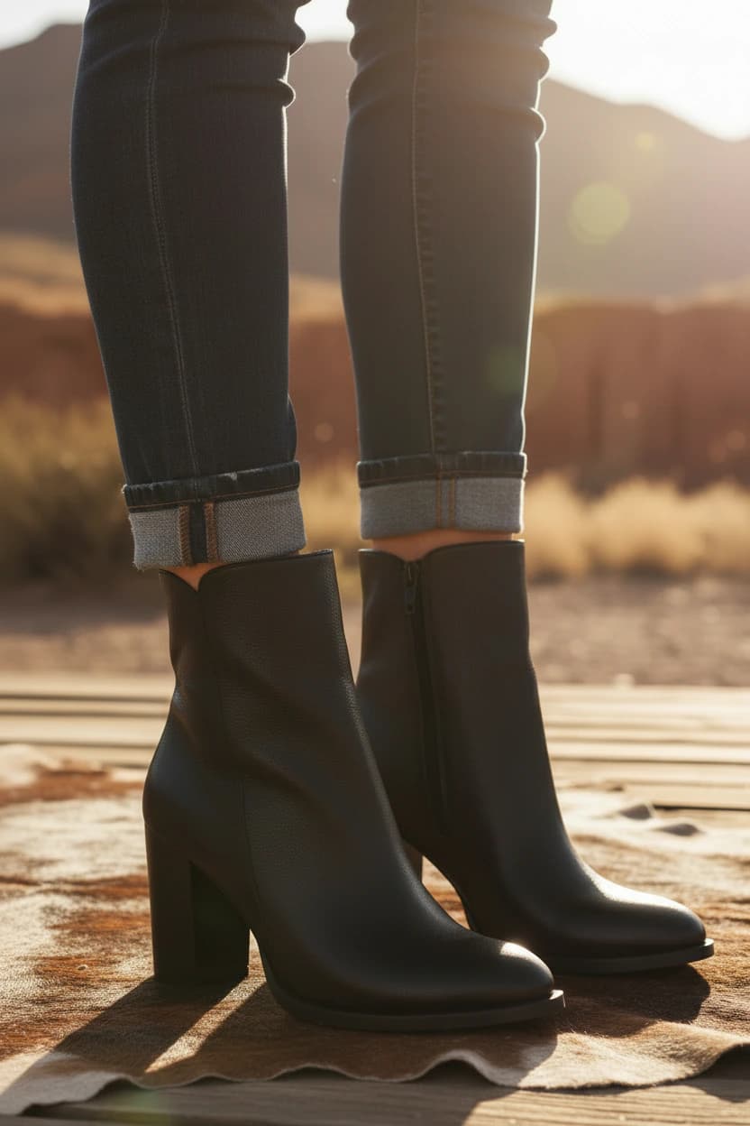 Botin Pamela Cuero Negro - imagen 2