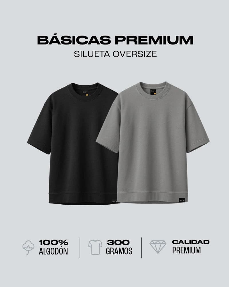 Duo Pack Camisetas Básicas Oversize Neutro - Premium 300G - imagen 1