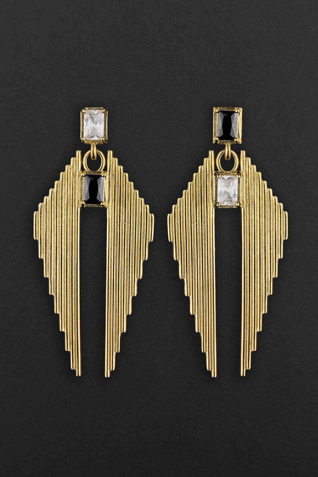 ARETES DECO ROMBO DORADO - imagen 1