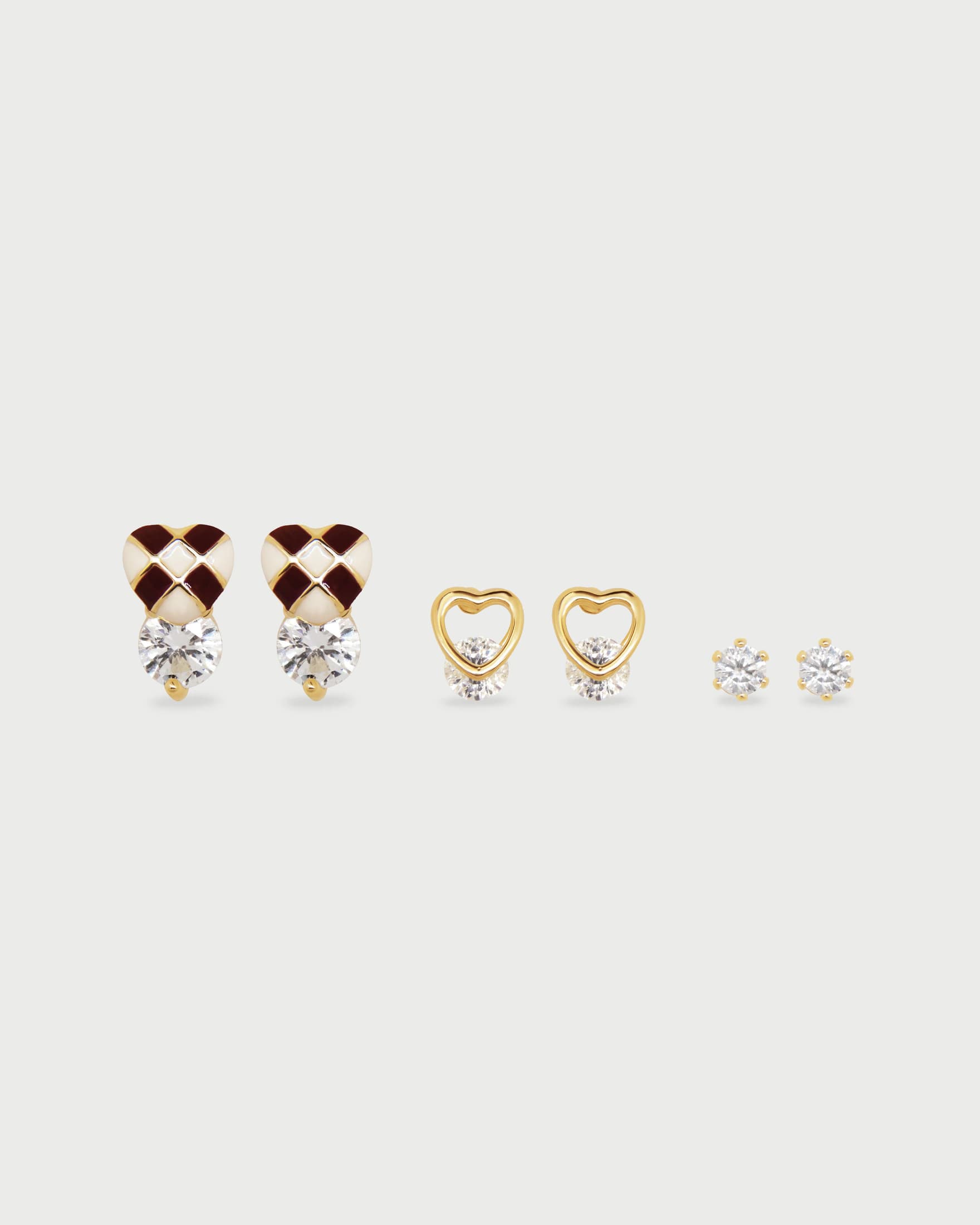 Set X3 Aretes Corazones Mosaico