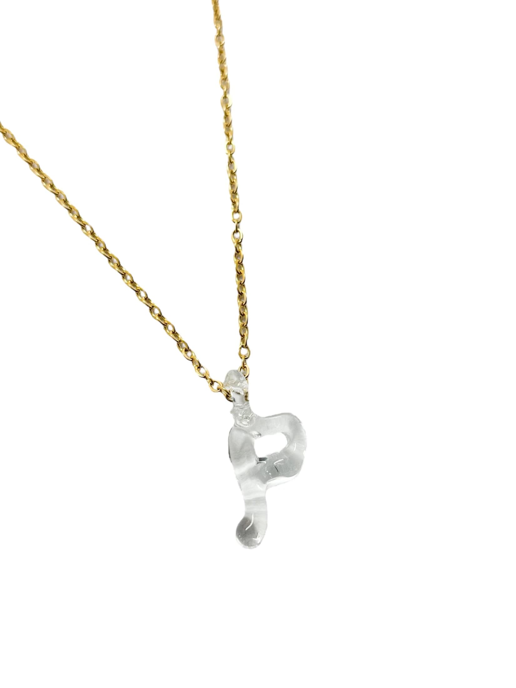clear glass necklace 1 letter - imagen 20
