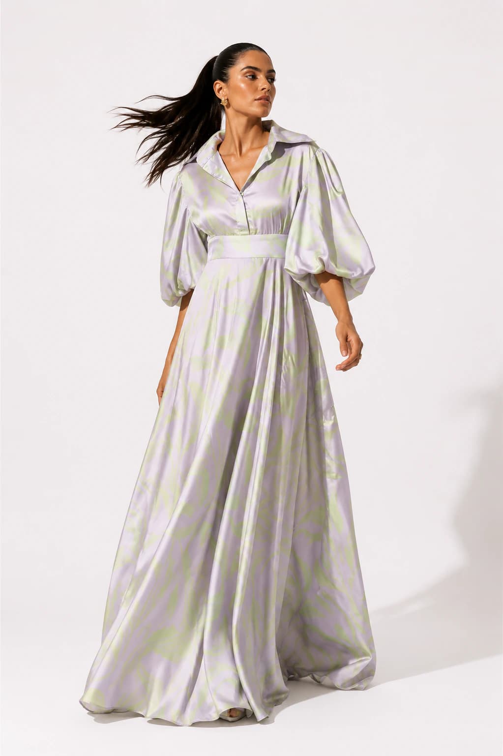 Vestido Ono Estampado Plumitas Lila - imagen 2