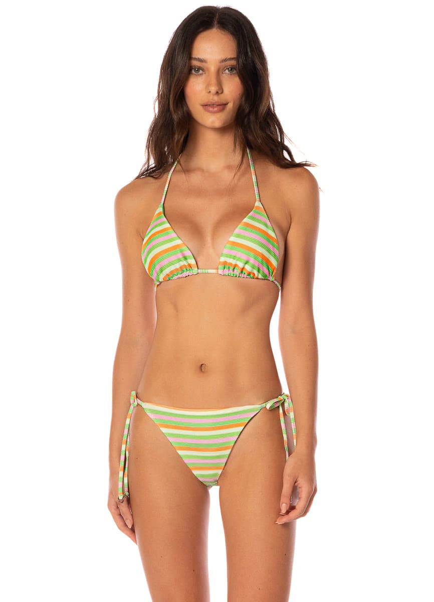 Maaji Rainbow Stripe Balmy Sliding Triangle Bikini Top - imagen 1