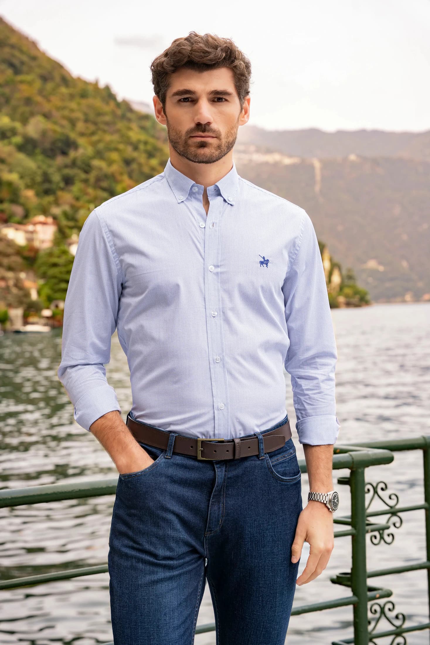 Camisa Twill Cuadros Hombre Azul medio - imagen 3
