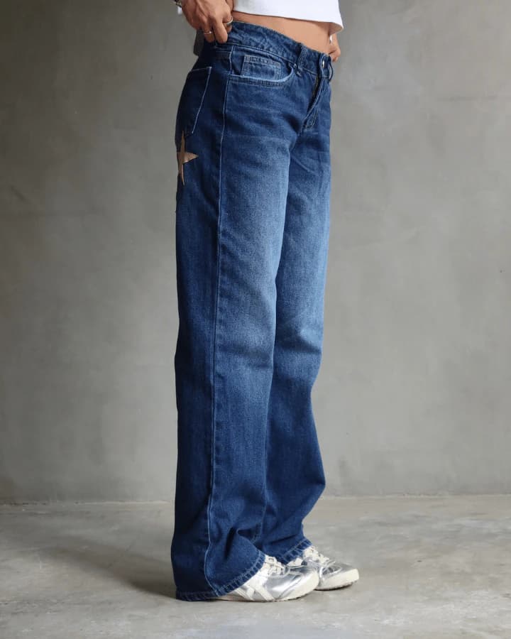 JEAN EXTRA LOW STRAIGHT FIT CROC BEIGE STARS AZUL - imagen 12
