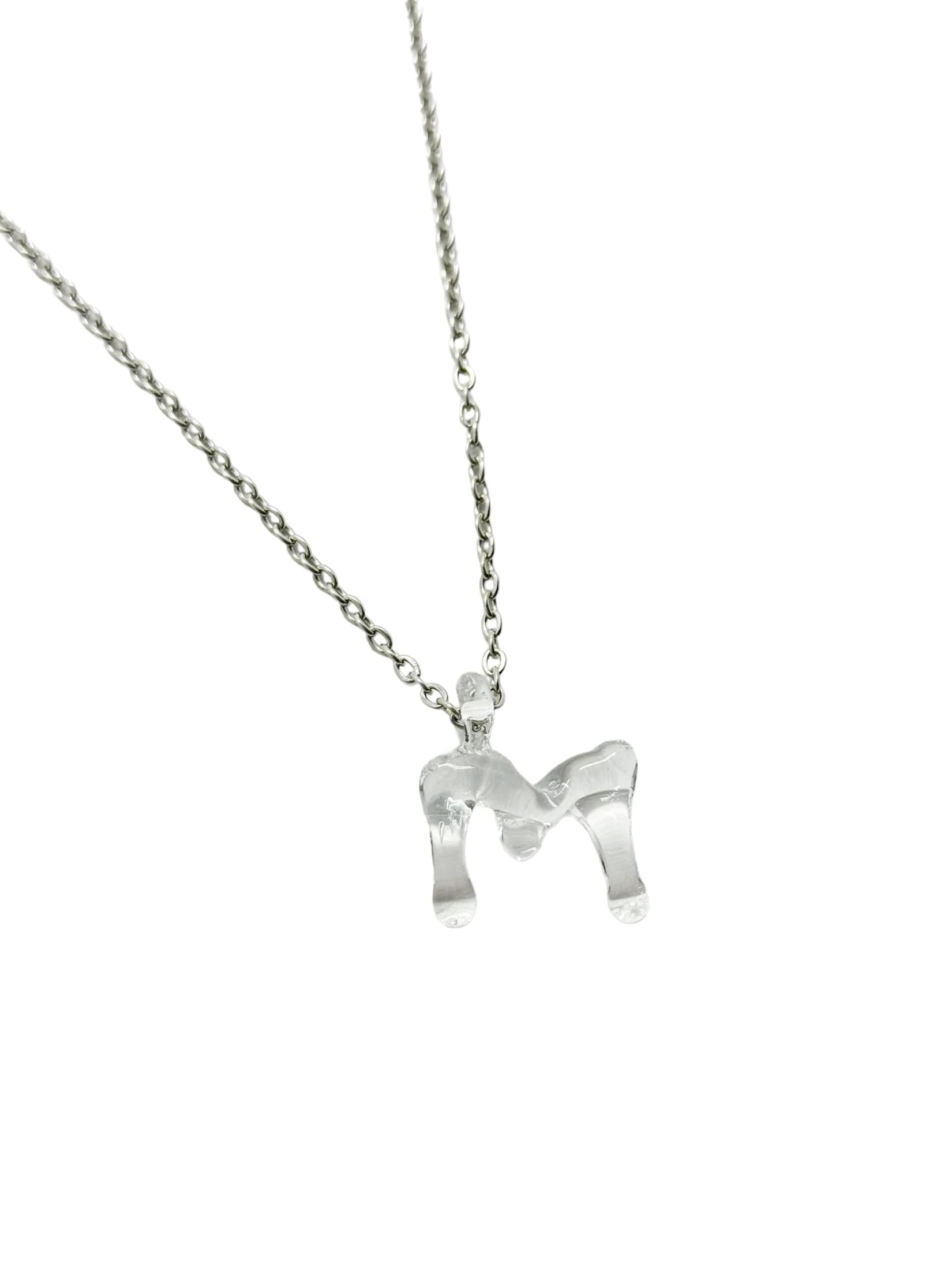 clear glass necklace 1 letter - imagen 19