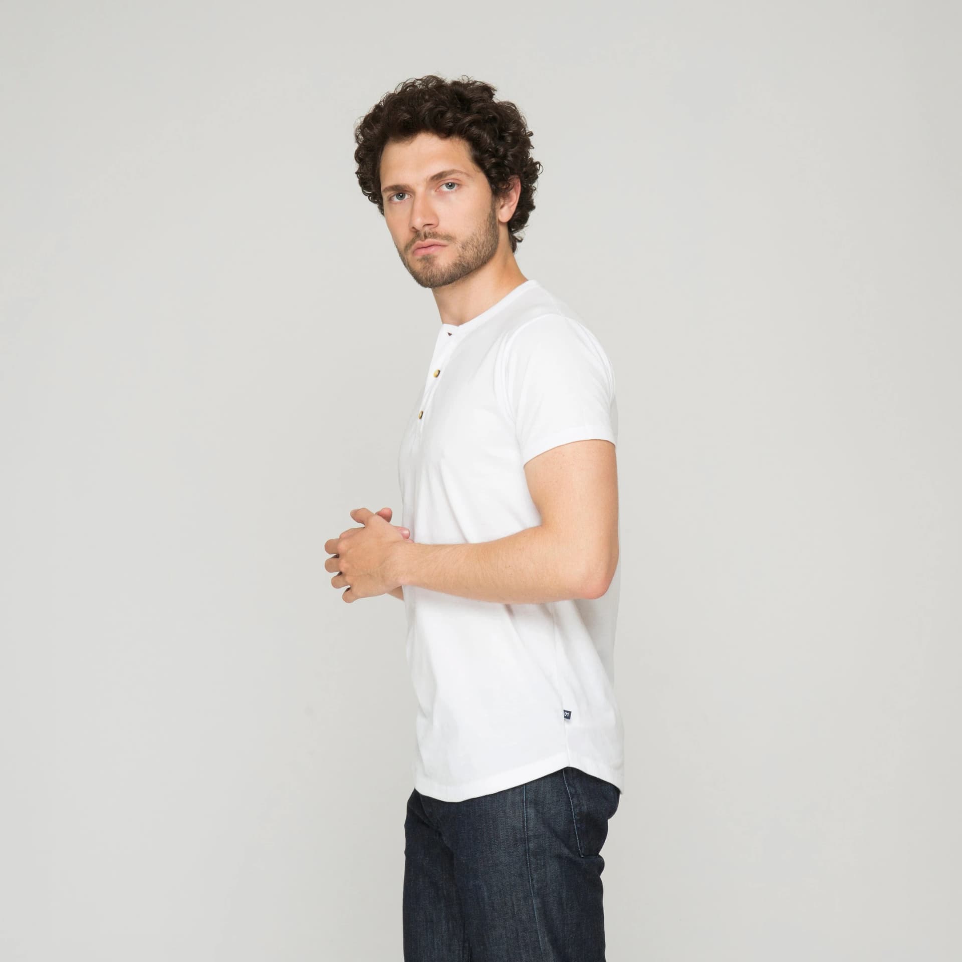 Camiseta Henley Algodón Blanco - imagen 2