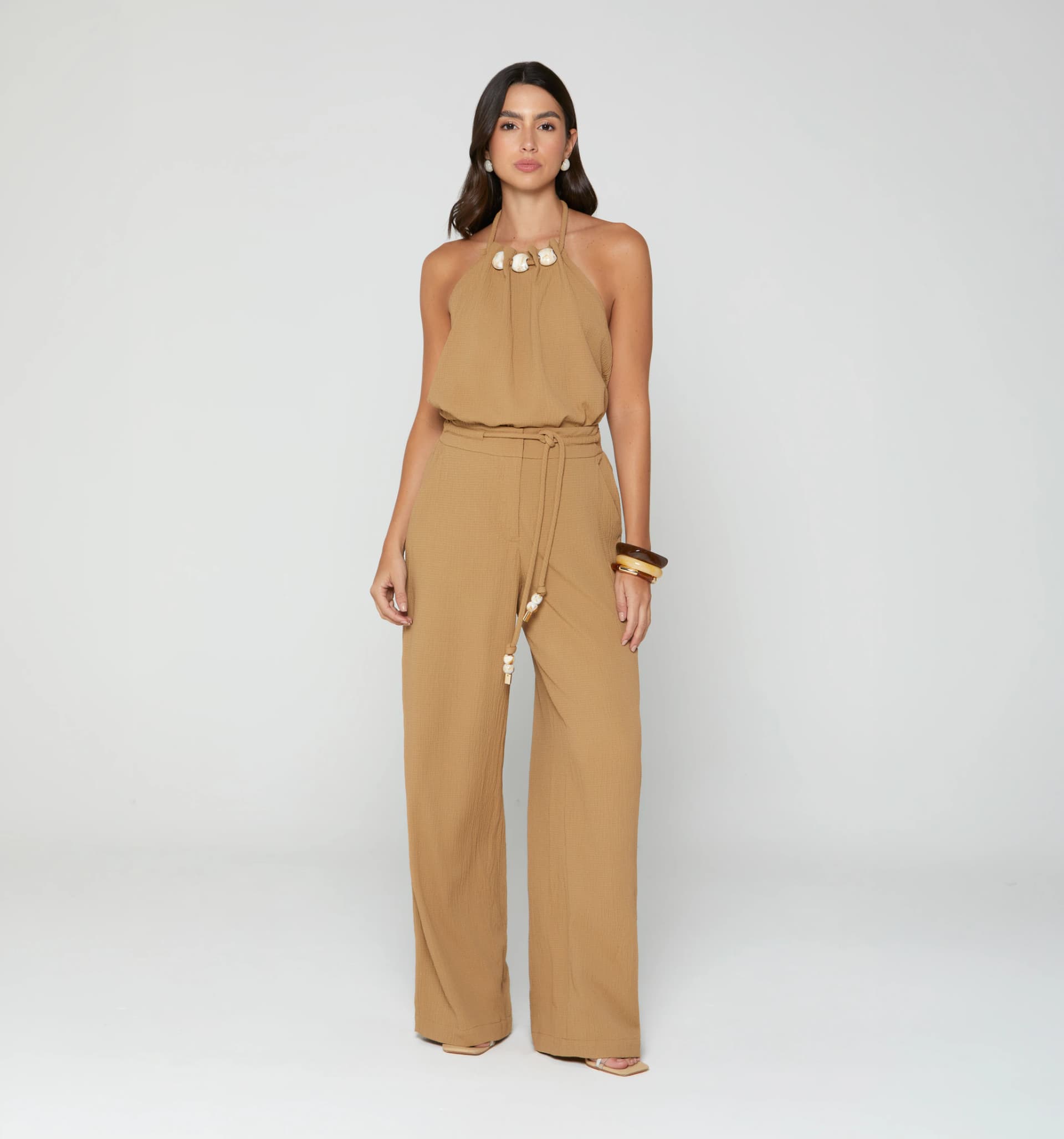 Pantalon palazo tiro alto con cordon