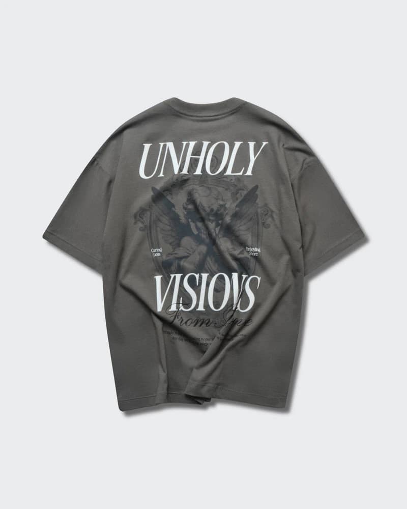 Camiseta Gris Oversize Unholy Visions - imagen 4