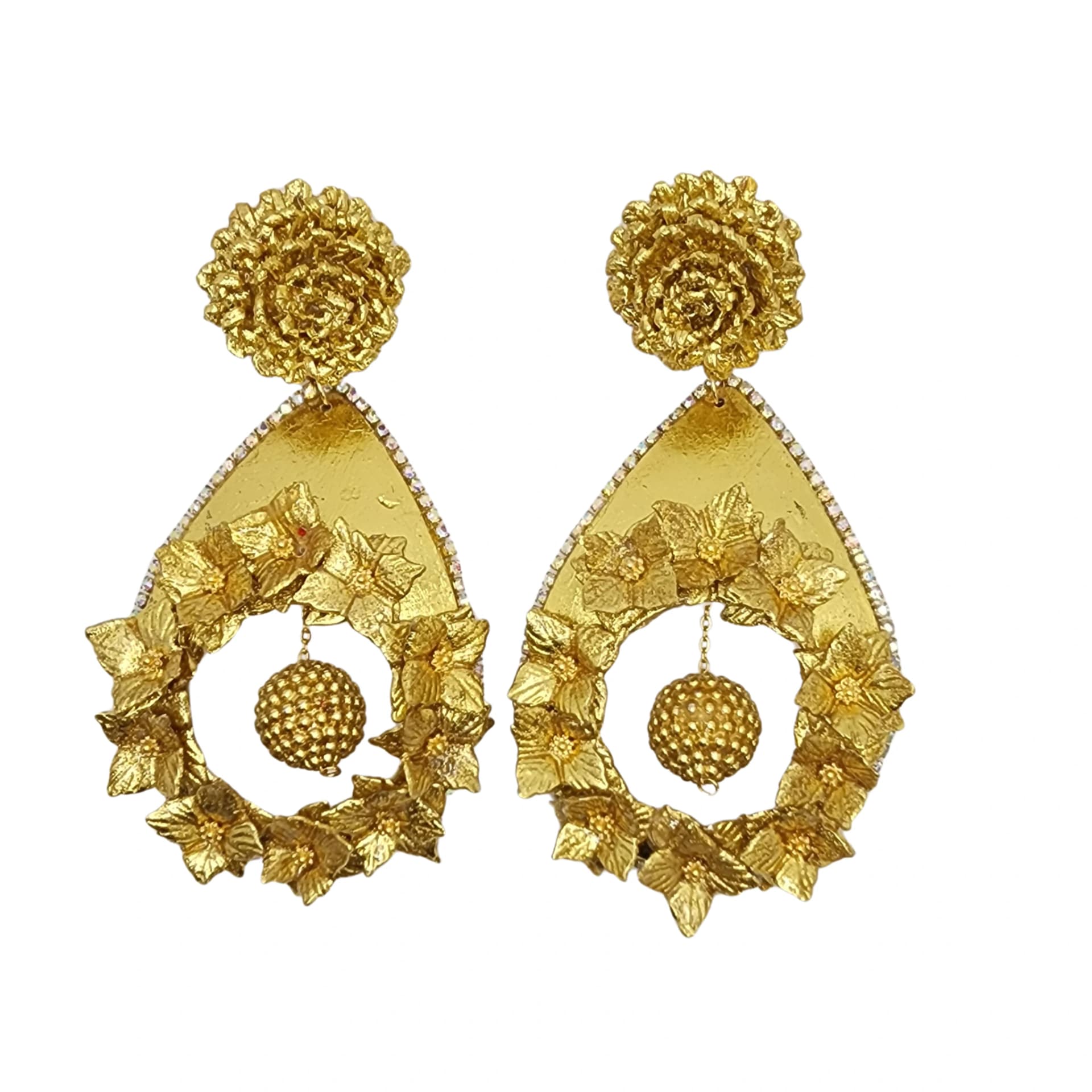 Hoop Golden Flower Earrings - imagen 1
