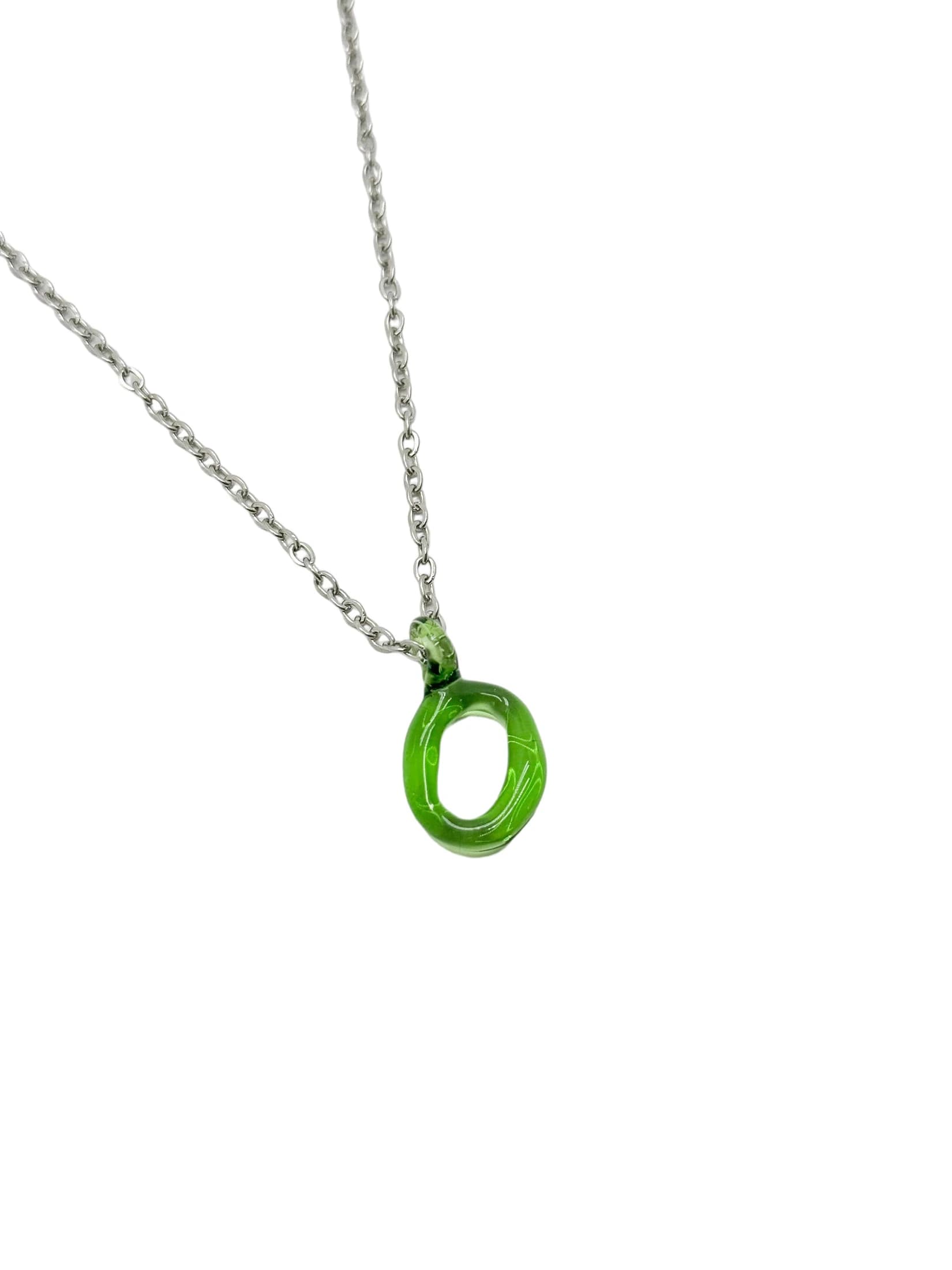 green glass necklace 1 letter - imagen 19