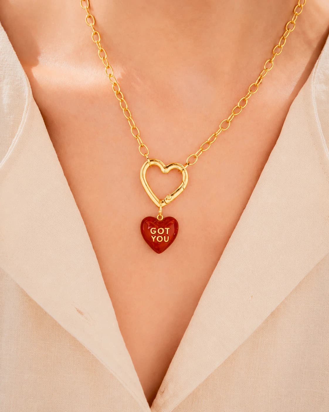 Collar Corazón GOT YOU + Aretes - imagen 1