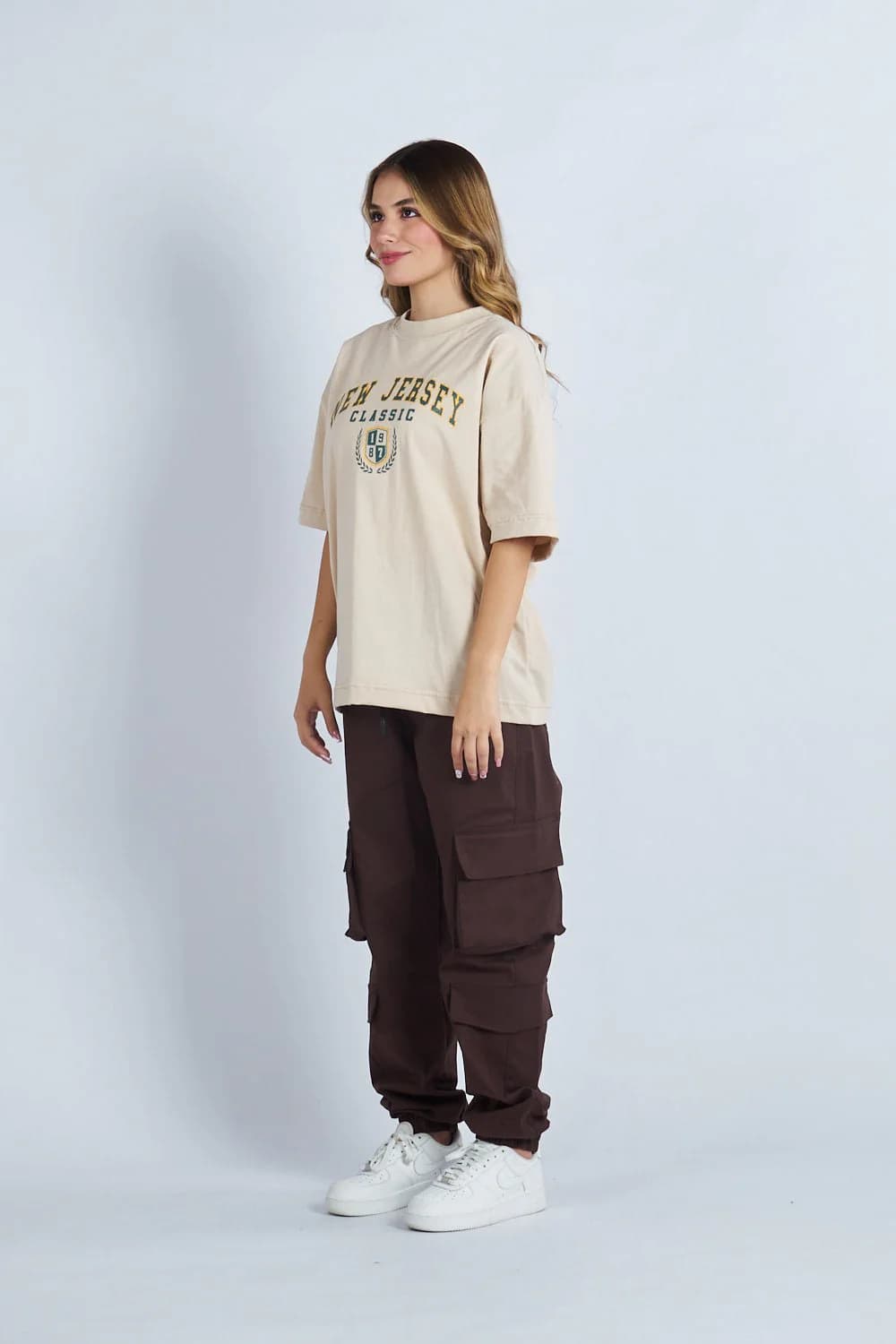 Camiseta oversize estampado New Jersey Beige | DROP 03 | - imagen 3