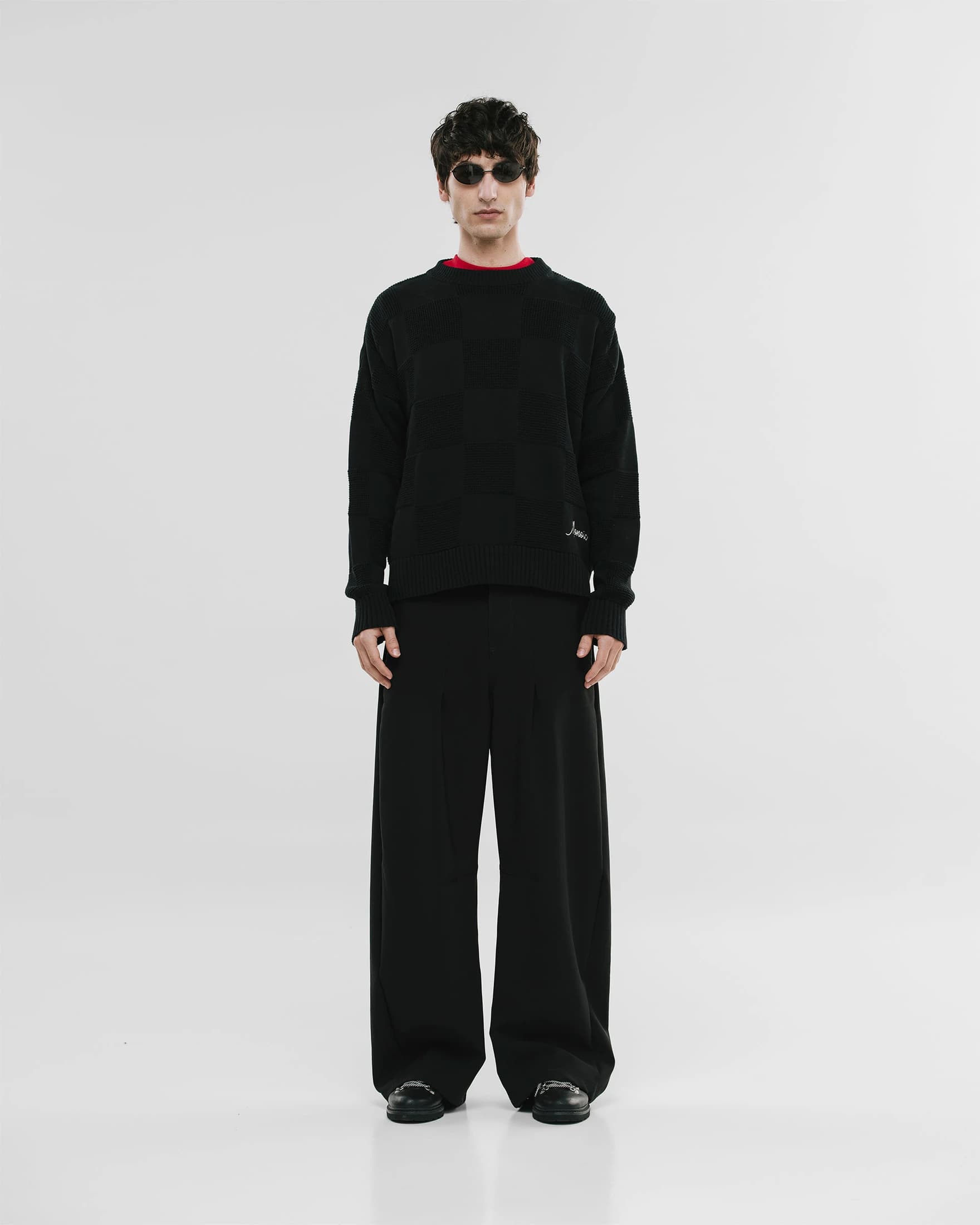 Checkered Knitwear Sweater - Negro - imagen 3