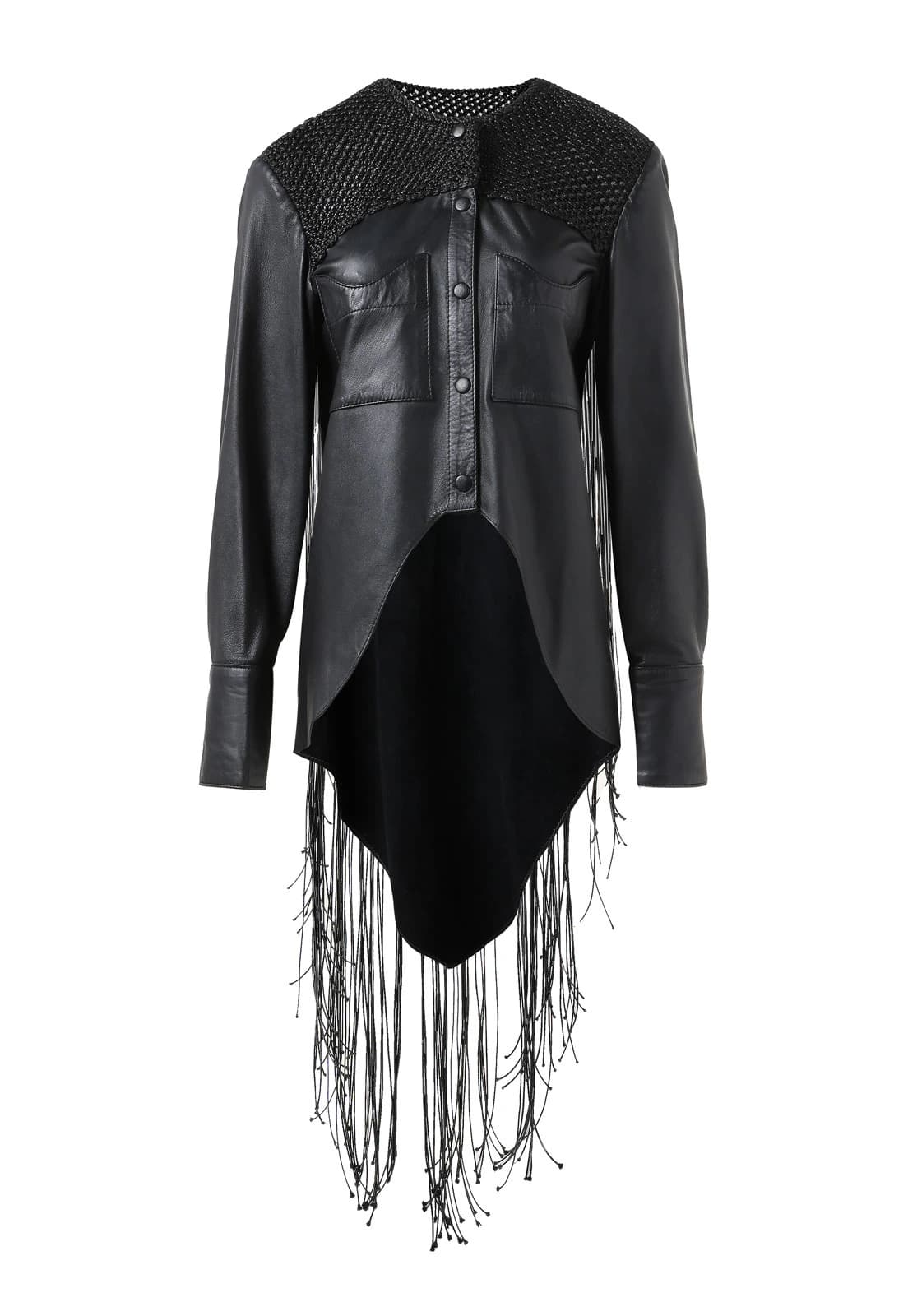 MACRAME HONEYCOMB LEATHER SHIRT