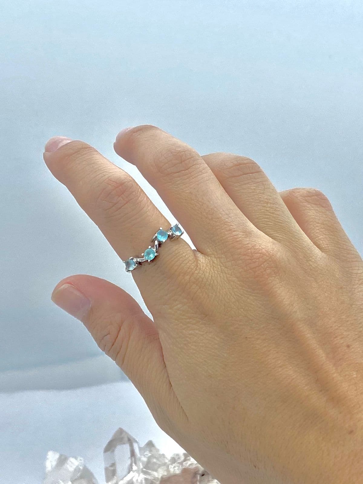 Anillo Apatita Oro Blaco 18K - imagen 2