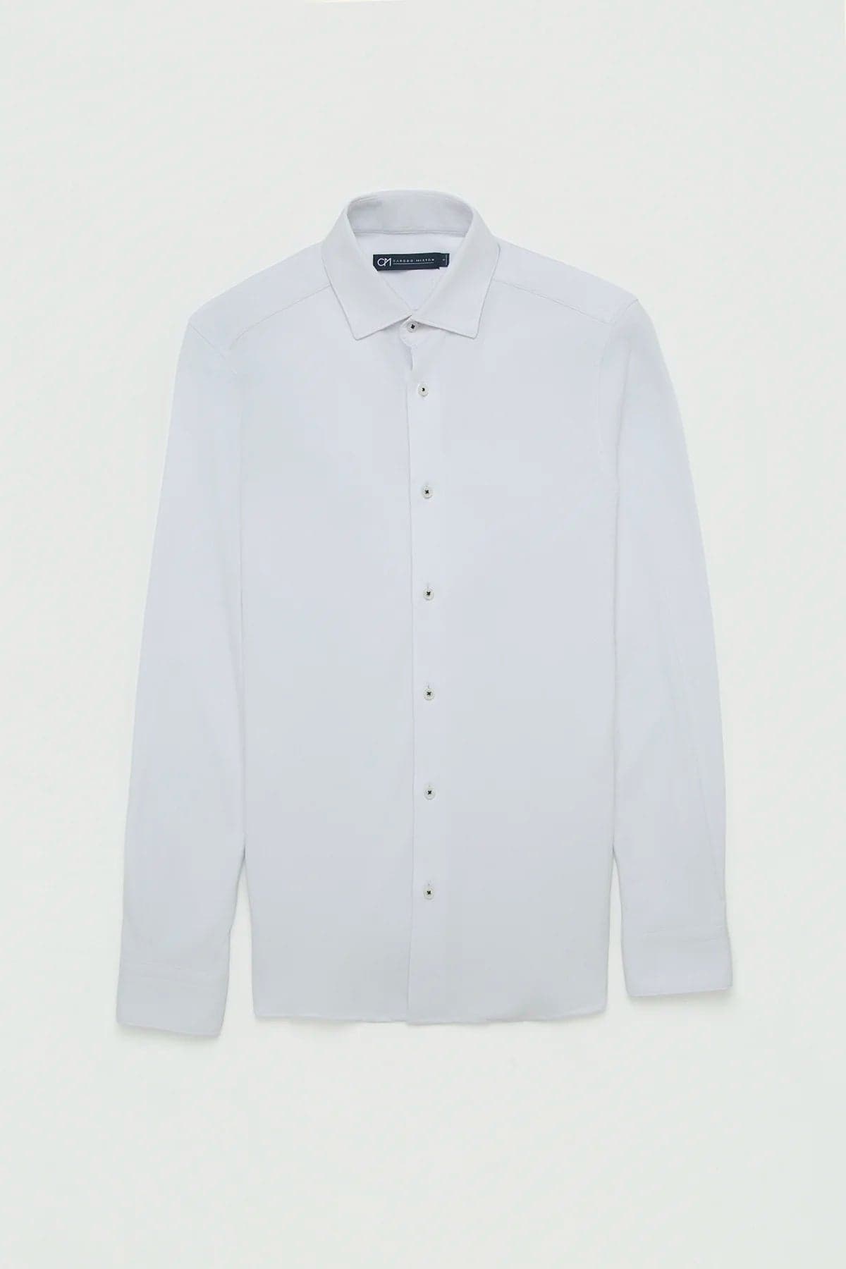 Camisa Piqué Botón Contraste Algodón Blanco - imagen 1