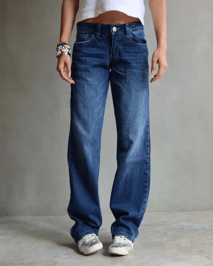 JEAN EXTRA LOW STRAIGHT FIT CROC BEIGE STARS AZUL - imagen 6